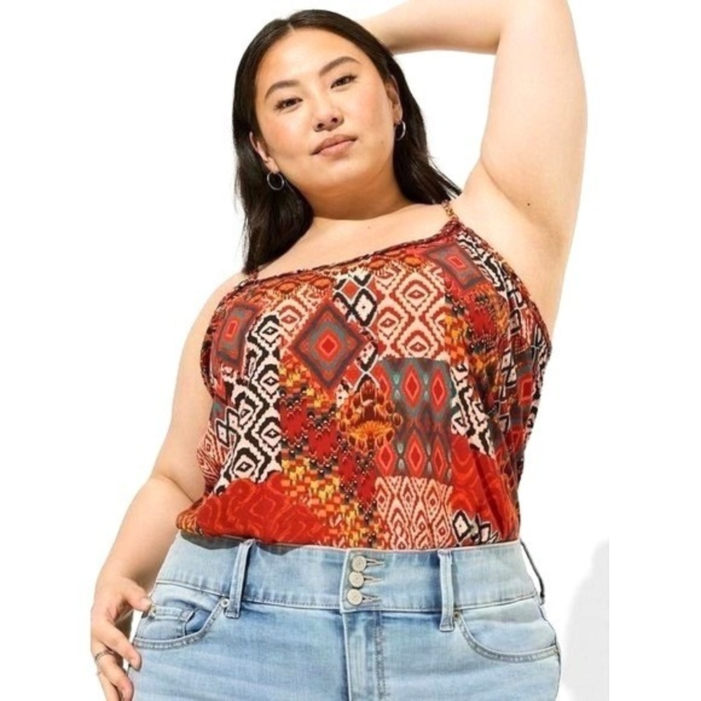 Torrid Challis Braided Tank Women 3X Multi Boho Patchwork Festival Hippie Summer